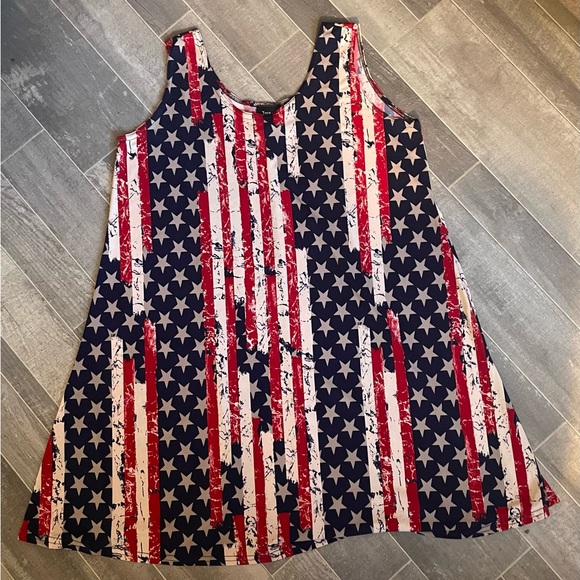 Jostar Dresses & Skirts - Vintage JOSTAR SHORT TANK DRESS Poly Spandex Stretch Knit RED Patriotic Size XL
